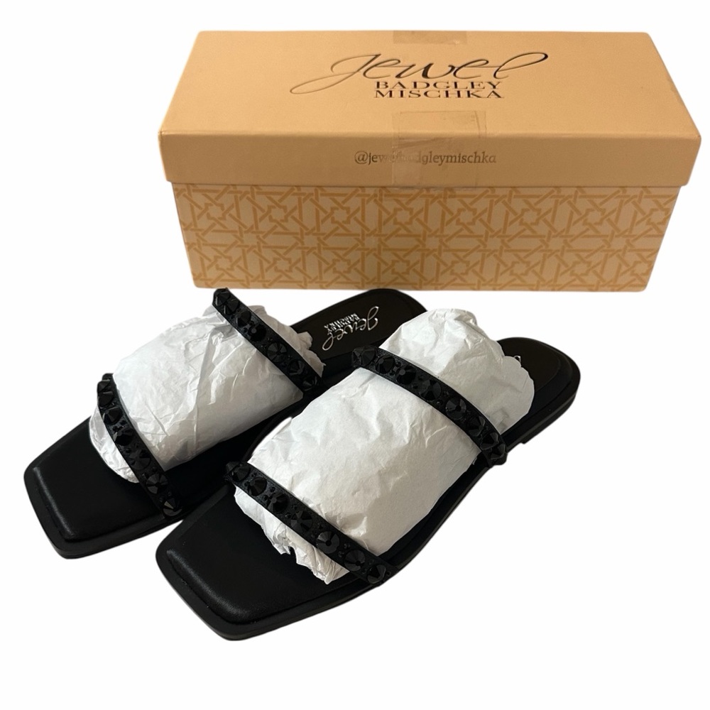 Jewel Badgley Mischka Honesty Black Sandals 8